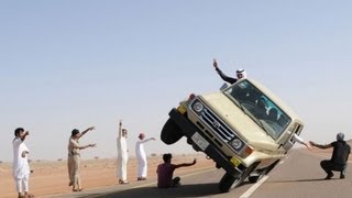 Saudi Arabians in sidewalk skiing car stunt craze [upl. by Meridel]