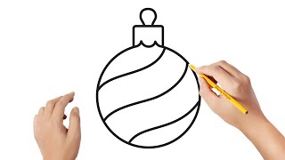 Cómo dibujar una bola de árbol de navidad  Dibujos sencillos 🎄 [upl. by Desberg]