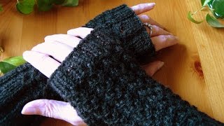 Fingerlose Handschuhstricken [upl. by Kcinnay]