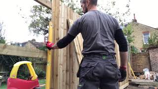 Featheredge fence installation [upl. by Anilegna]