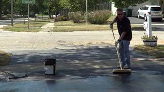 How to Apply a Driveway Sealer  Sakrete Blacktop Sealer [upl. by Hibbs735]