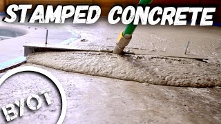 STAMPED CONCRETE  DIY CONCRETE OVERLAY [upl. by Okimik]