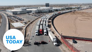 Truckers protest enhanced inspections at Mexico border  USA TODAY [upl. by Frayne]