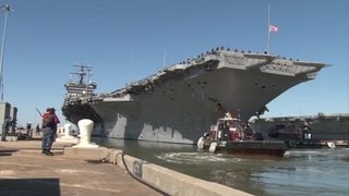 Aircraft Carrier USS Enterprise Departs Naval Station Norfolk [upl. by Eciruam]