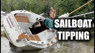 How To Replace Centerboard Keel Rope Line by Careening or Tipping Sailboat [upl. by Oigres780]