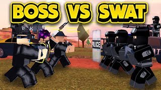 CRAZY BOSS VS SWAT WAR IN JAILBREAK ROBLOX Jailbreak [upl. by Brentt]