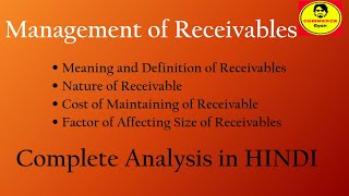 Management of Receivables in HINDI  BcomMcomMBABBA [upl. by Hime]