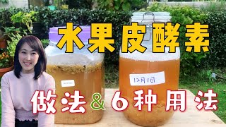 【种植39】水果皮环保酵素的制作方法，6种用途用法  酵素肥料、酵素防虫、酵素清洁剂怎么用，简单、天然、好闻 How to make fruit peel enzymes [upl. by Yrogreg418]