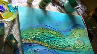 Acrylmalerei 2 Abstract acrylic Painting 2 Spachtelmasse Modelling paste [upl. by Ammadas]