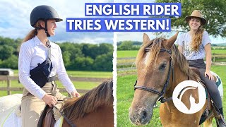 ENGLISH RIDER TRIES RIDING WESTERN [upl. by Andree]