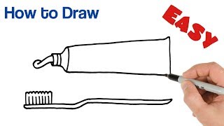 How to Draw Toothpaste and Toothbrush Easy Art Tutorial [upl. by Inavoig103]