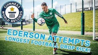 Ederson Longest Football Drop Kick  Guinness World Records [upl. by Haskel437]