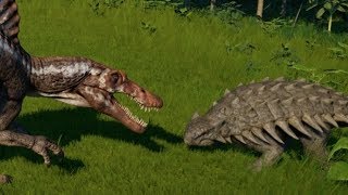 Jurassic World Evolution  Carnotaurus vs Spinosaurus 1080p 60FPS [upl. by Drarej]