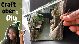 WITCH’S MINIATURE GREENHOUSE DIORAMA INTERIOR DIY CRAFTOBER 6 [upl. by Balf]