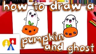 How To Draw A Cartoon Pumpkin And Ghost [upl. by Julita]