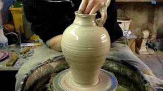 Making Throwing a Pottery Greek Roman Amphora Vase on the wheel [upl. by Eloisa]