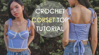 How To Crochet Corset Top Tutorials  Crochet Bustier Top  Chenda DIY [upl. by Asilehs]