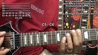 🎄 How To Play RUN RUN RUDOLPH Chuck Berry On Guitar Tutorial EricBlackmonGuitar [upl. by Urson]