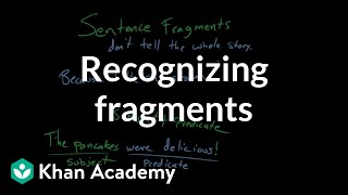 Recognizing fragments  Syntax  Khan Academy [upl. by Ardyaf]