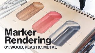 Marker Rendering Tutorial 01 How to Render Wood Plastic and Metal [upl. by Richlad]