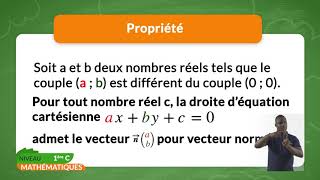 1ère C  Mathématiques  Géométrie analytique du plan [upl. by Denyse]