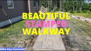 How To Pour And Stamp A Concrete Sidewalk [upl. by Einnalem]